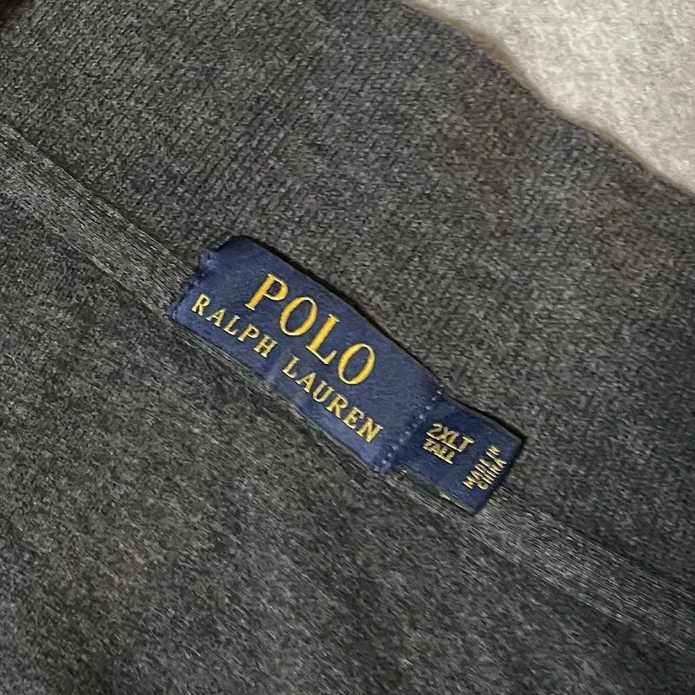 Polo Ralph Lauren Men's‎ 2XLT Tall Dark Gray 1/4 Zip Pullover Maroon Pony